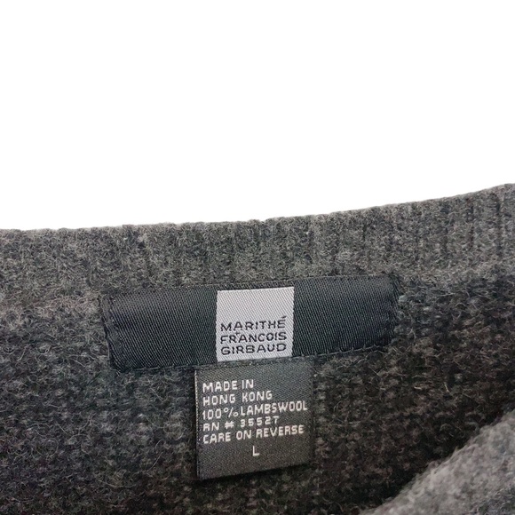 MARITHÉ + FRANCOIS GIRBAUD Men’s Large 100% Lambswool PullOver Gray Sweater - Picture 2 of 4